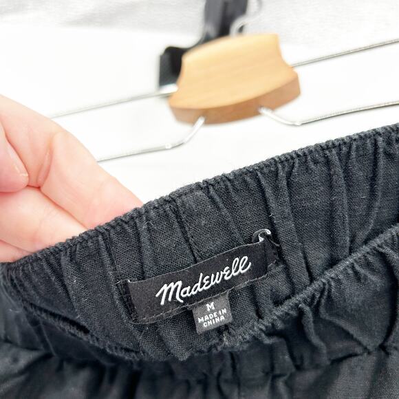 Madewell‎ Womens Beachy Lounge Linen Blend Pull On Wide Leg Pants Size M Black - Picture 6 of 9